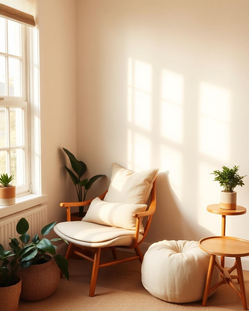 Warm, calming therapy room with armchair and plants